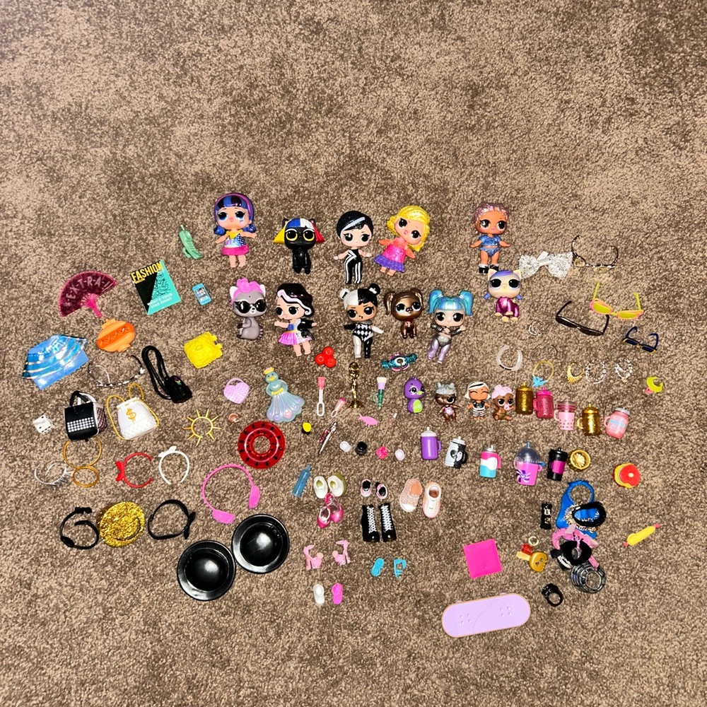 MGA LOL Surprise 3" Tot  Accessories Mini Doll Large Lot Glitter Hair